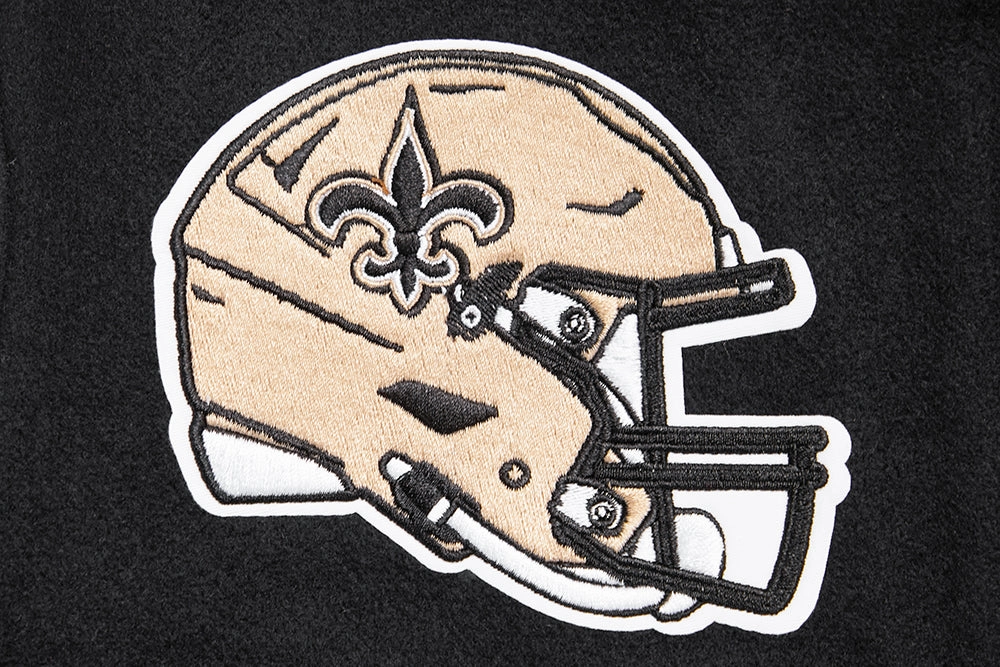 NFL NEW ORLEANS SAINTS CLASSIC WOMEN'S WOOL VARSITY JACKET (BLACK)