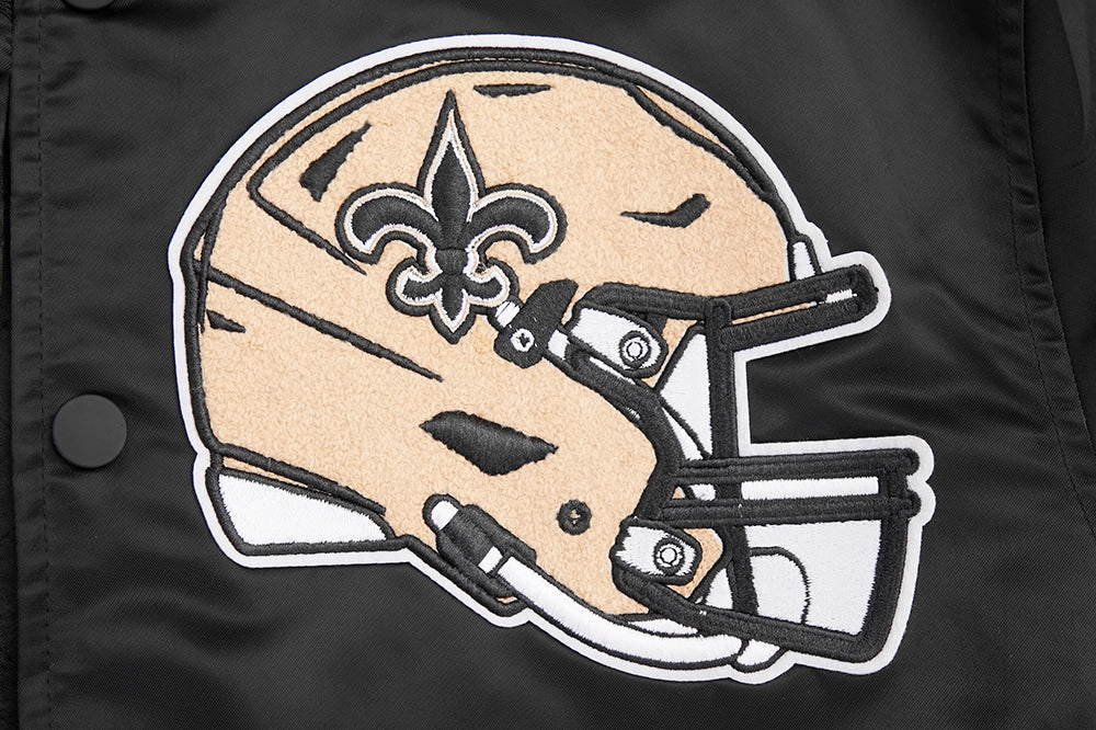 NFL NEW ORLEANS SAINTS MASHUP MEN'S RIB SATIN JACKET (BLACK)