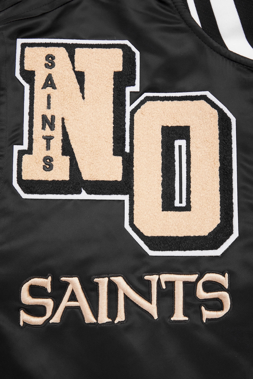NFL NEW ORLEANS SAINTS MASHUP MEN'S RIB SATIN JACKET (BLACK)