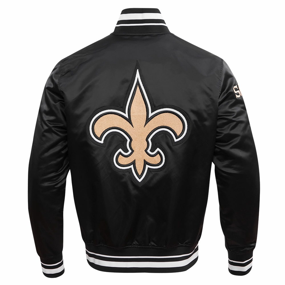 NFL NEW ORLEANS SAINTS MASHUP MEN'S RIB SATIN JACKET (BLACK)