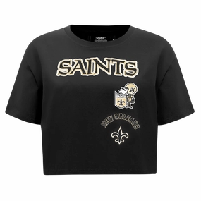 NFL NEW ORLEANS SAINTS RETRO CLASSIC WOMEN'S BOXY TEE (BLACK)
