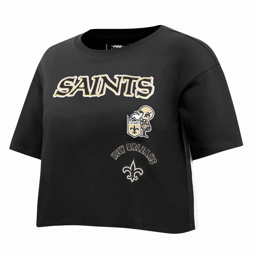 NFL NEW ORLEANS SAINTS RETRO CLASSIC WOMEN'S BOXY TEE (BLACK)
