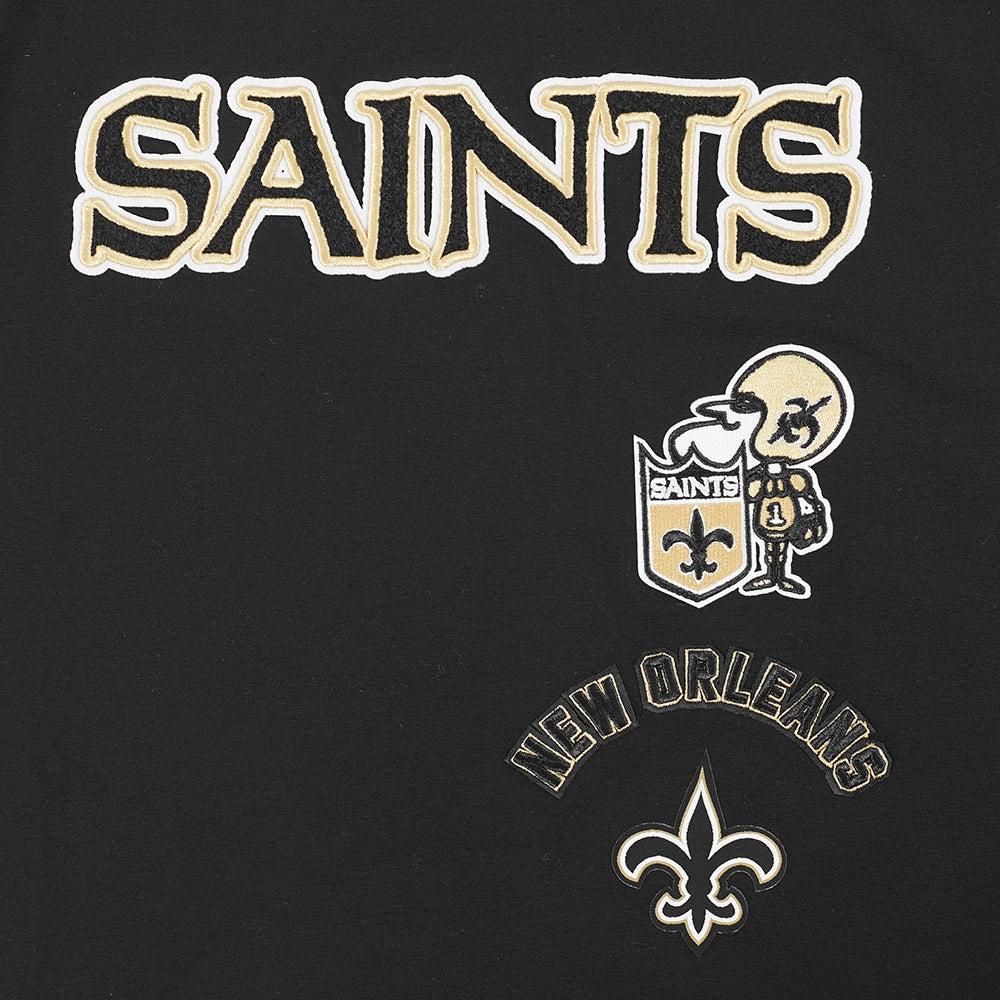 NFL NEW ORLEANS SAINTS RETRO CLASSIC WOMEN'S BOXY TEE (BLACK)