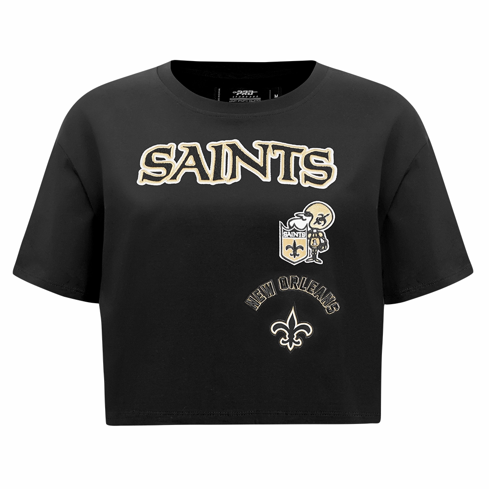 NFL NEW ORLEANS SAINTS RETRO CLASSIC WOMEN'S BOXY TEE (BLACK)