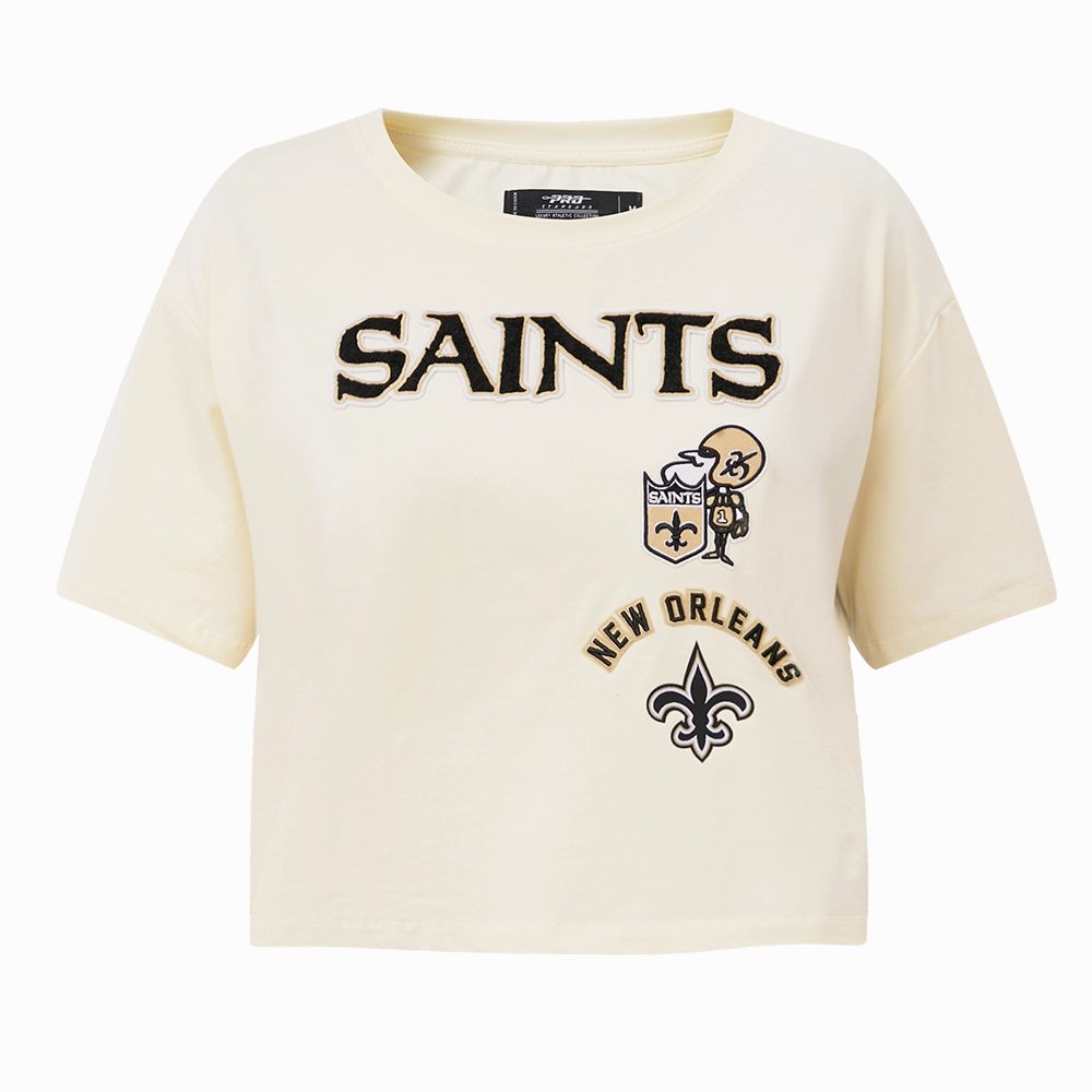 NFL NEW ORLEANS SAINTS RETRO CLASSIC WOMEN'S BOXY TEE (EGGSHELL)