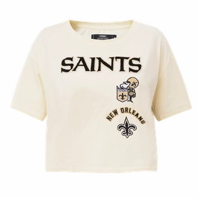 NFL NEW ORLEANS SAINTS RETRO CLASSIC WOMEN'S BOXY TEE (EGGSHELL)