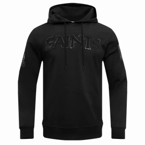 NFL NEW ORLEANS SAINTS TRIPLE BLACK MEN'S DOUBLE KNIT PULLOVER HOODIE (TRIPLE BLACK MEN'S)