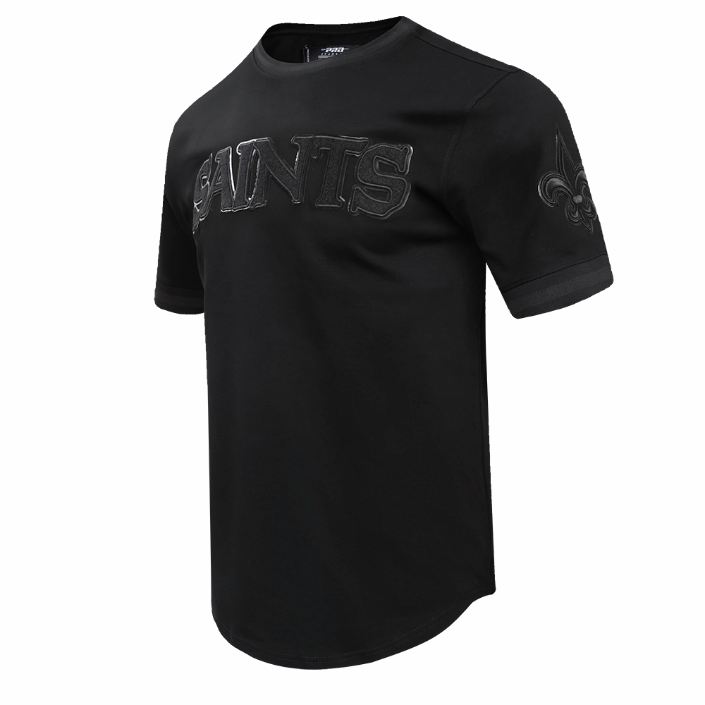 NFL NEW ORLEANS SAINTS TRIPLE BLACK MEN'S DOUBLE KNIT TEE (TRIPLE BLACK)