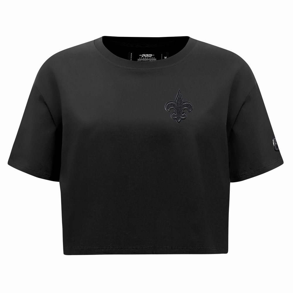 NFL NEW ORLEANS SAINTS TRIPLE BLACK WOMEN'S SINGLE JERSEY BOXY TEE (TRIPLE BLACK)