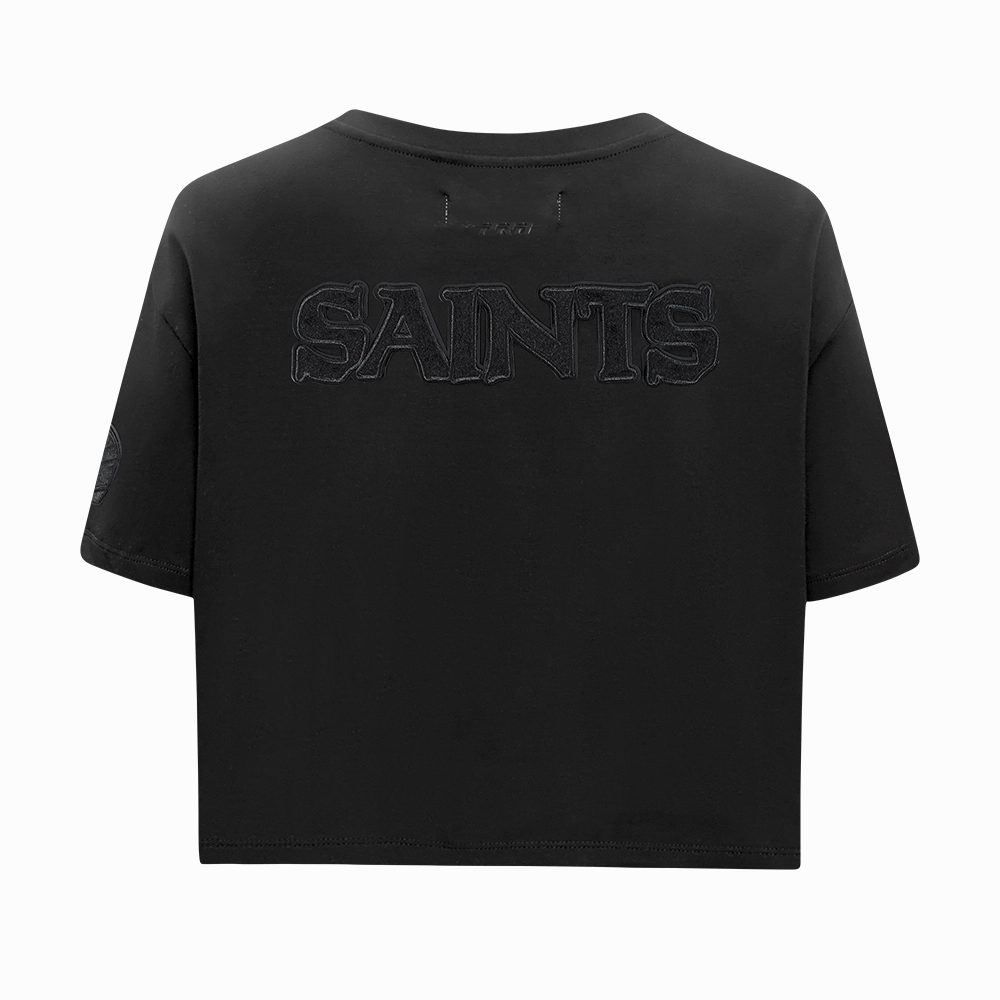 NFL NEW ORLEANS SAINTS TRIPLE BLACK WOMEN'S SINGLE JERSEY BOXY TEE (TRIPLE BLACK)