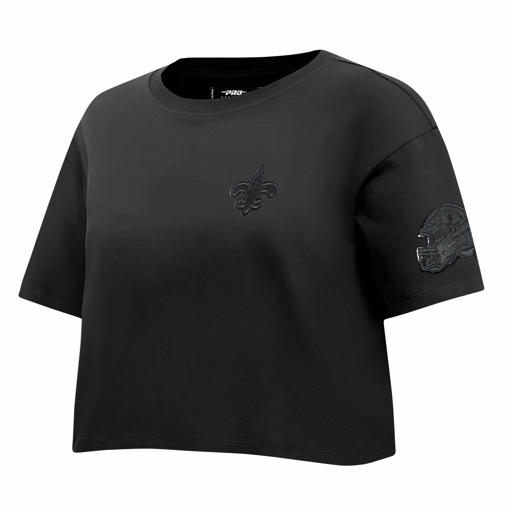 NFL NEW ORLEANS SAINTS TRIPLE BLACK WOMEN'S SINGLE JERSEY BOXY TEE (TRIPLE BLACK)