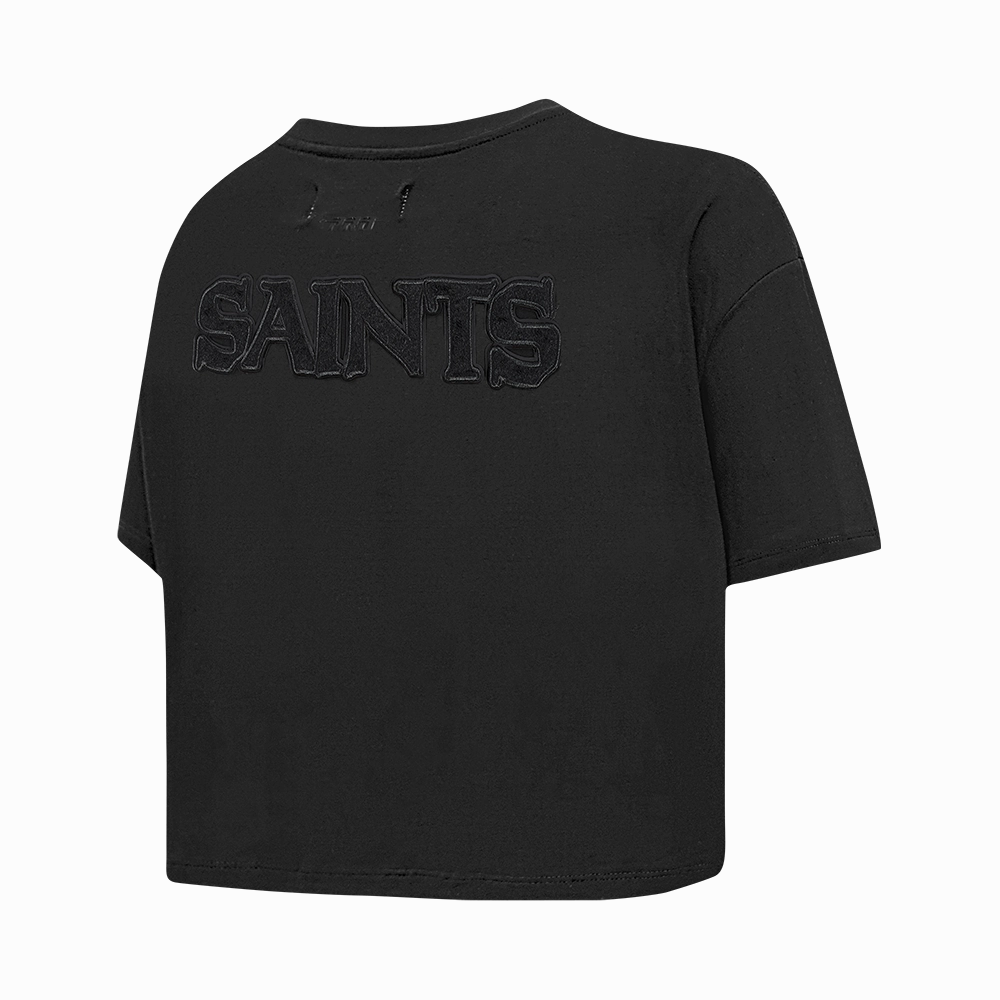 NFL NEW ORLEANS SAINTS TRIPLE BLACK WOMEN'S SINGLE JERSEY BOXY TEE (TRIPLE BLACK)