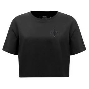 NFL NEW ORLEANS SAINTS TRIPLE BLACK WOMEN'S SINGLE JERSEY BOXY TEE (TRIPLE BLACK)