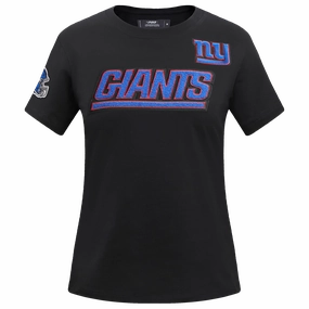 NFL NEW YORK GIANTS CLASSIC SHORT SLEEVE WOMEN'S SINGLE JERSEY SLIM FIT TEE (BLACK)