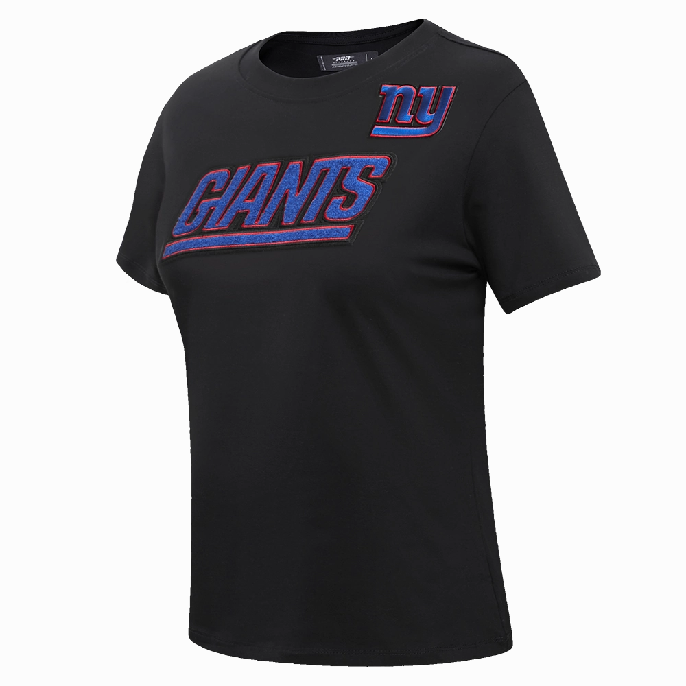 NFL NEW YORK GIANTS CLASSIC SHORT SLEEVE WOMEN'S SINGLE JERSEY SLIM FIT TEE (BLACK)