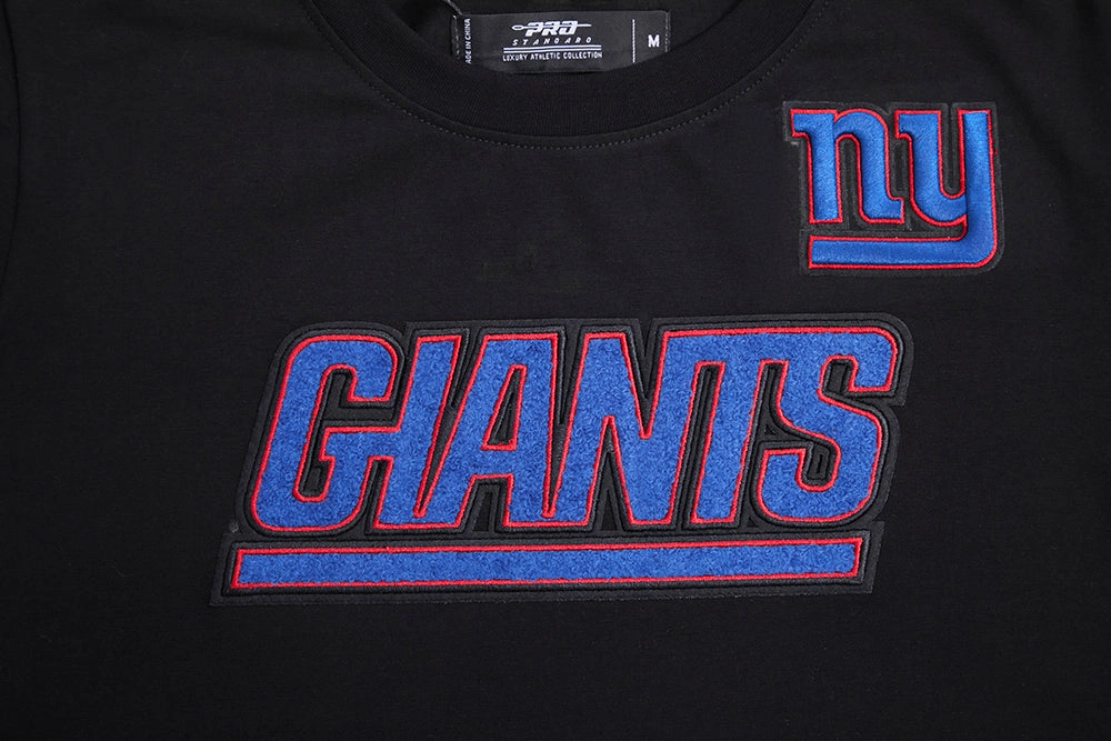 NFL NEW YORK GIANTS CLASSIC SHORT SLEEVE WOMEN'S SINGLE JERSEY SLIM FIT TEE (BLACK)