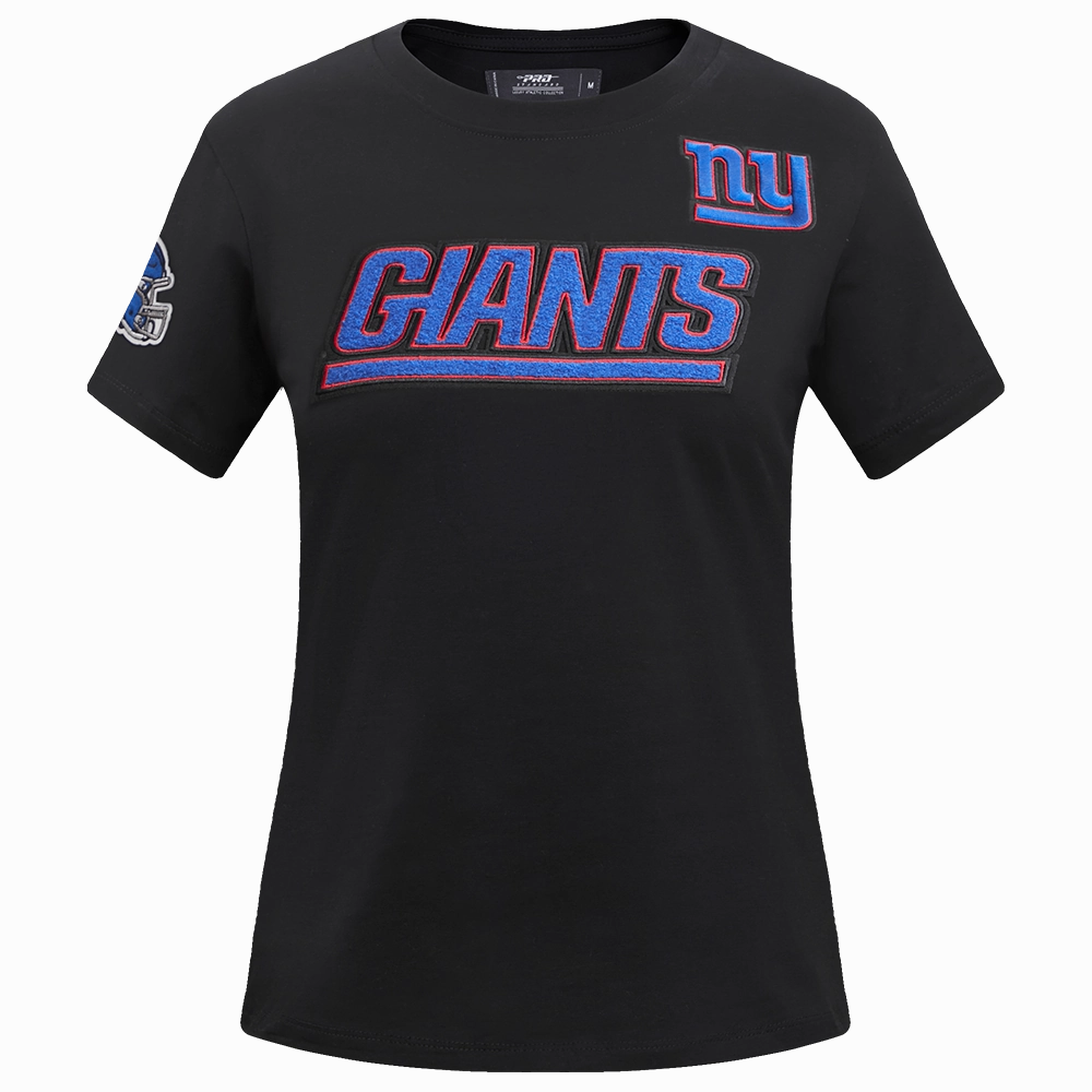 NFL NEW YORK GIANTS CLASSIC SHORT SLEEVE WOMEN'S SINGLE JERSEY SLIM FIT TEE (BLACK)