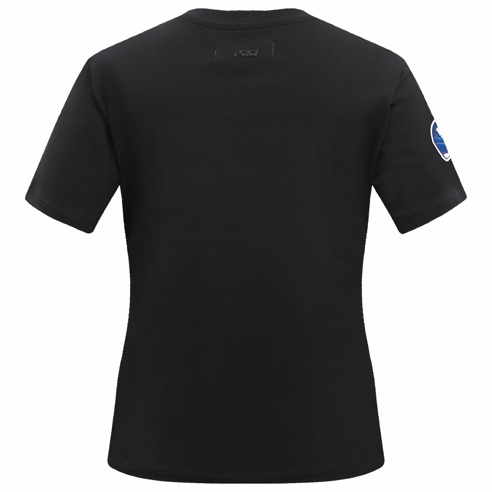 NFL NEW YORK GIANTS CLASSIC SHORT SLEEVE WOMEN'S SINGLE JERSEY SLIM FIT TEE (BLACK)