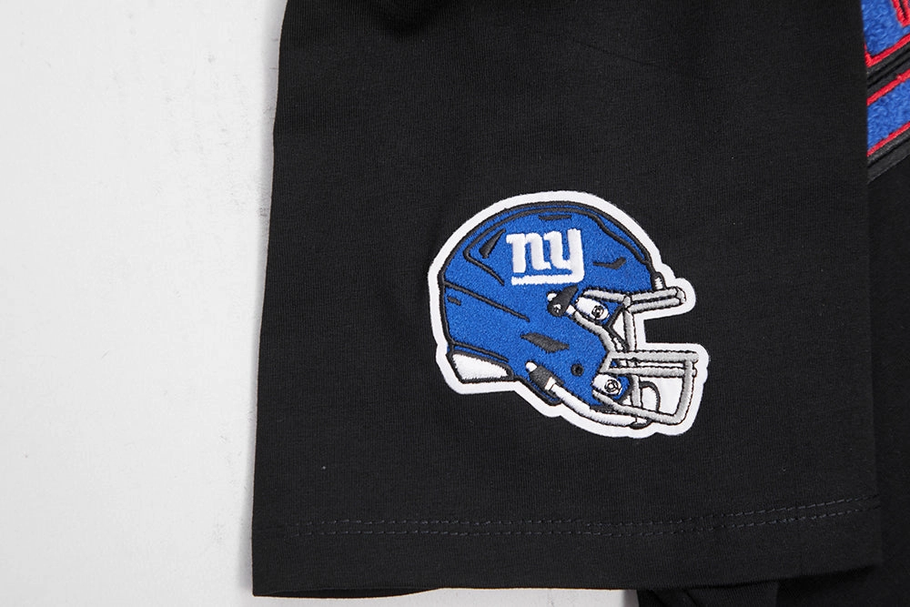 NFL NEW YORK GIANTS CLASSIC SHORT SLEEVE WOMEN'S SINGLE JERSEY SLIM FIT TEE (BLACK)