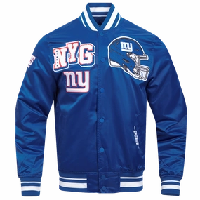 NFL NEW YORK GIANTS MASHUP MEN'S RIB SATIN JACKET (DODGER BLUE)