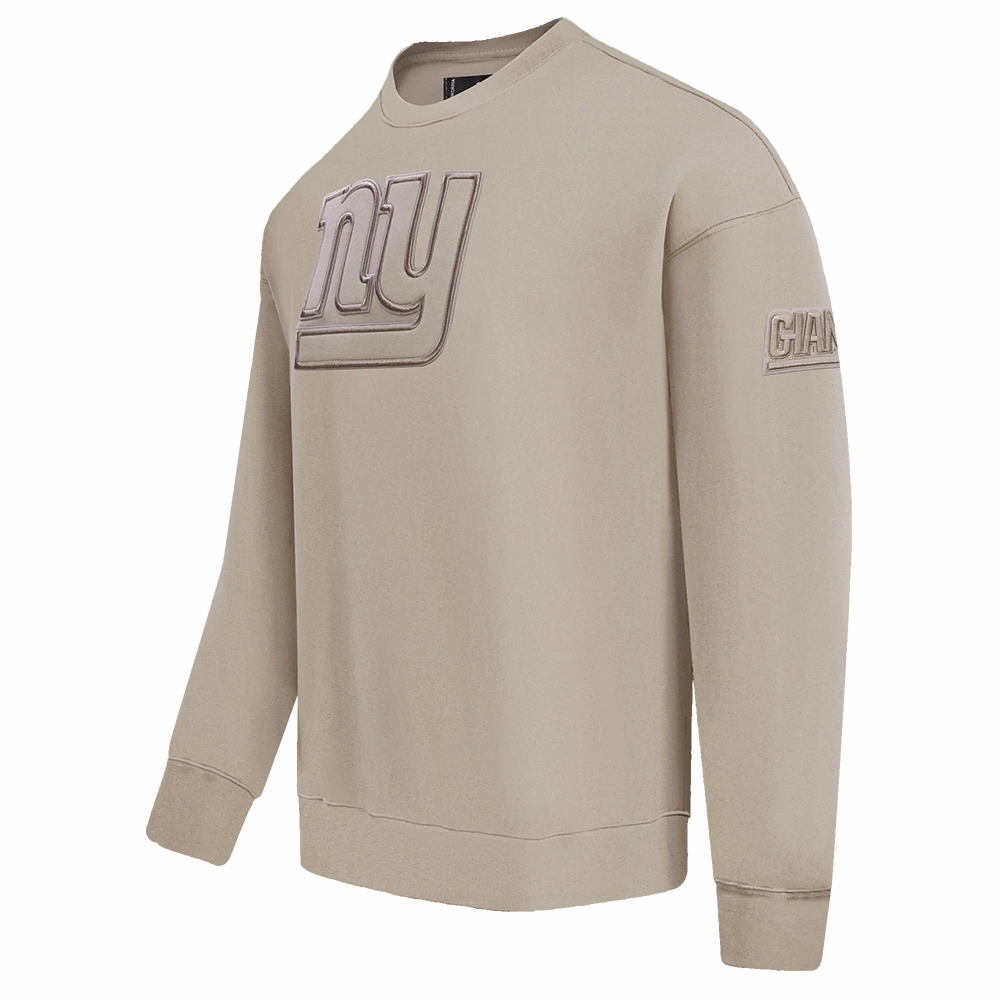 NFL NEW YORK GIANTS NEUTRAL DROP SHOULDER FLEECE CREWNECK (TAUPE)