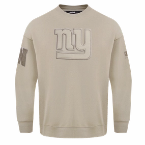 NFL NEW YORK GIANTS NEUTRAL DROP SHOULDER FLEECE CREWNECK (TAUPE)