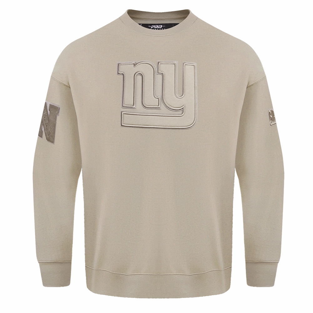 NFL NEW YORK GIANTS NEUTRAL DROP SHOULDER FLEECE CREWNECK (TAUPE)