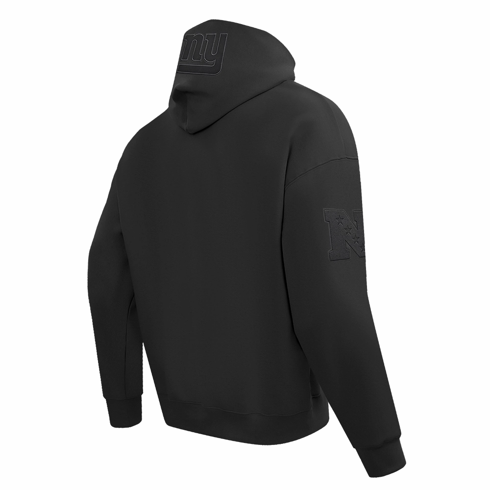 NFL NEW YORK GIANTS NEUTRAL DROP SHOULDER FLEECE PULLOVER HOODIE (BLACK)
