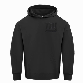NFL NEW YORK GIANTS NEUTRAL DROP SHOULDER FLEECE PULLOVER HOODIE (BLACK)