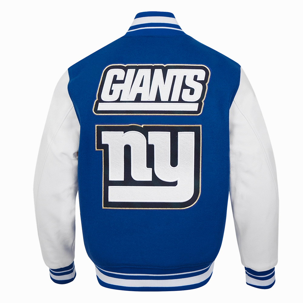 NFL NEW YORK GIANTS PRO PREP MEN'S WOOL VARSITY JACKET (DODGER BLUE/WHITE)