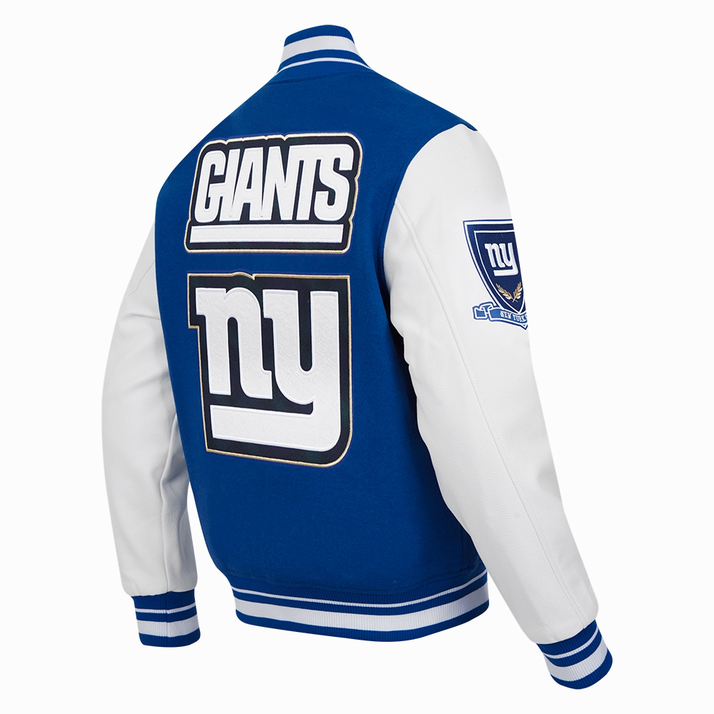 NFL NEW YORK GIANTS PRO PREP MEN'S WOOL VARSITY JACKET (DODGER BLUE/WHITE)