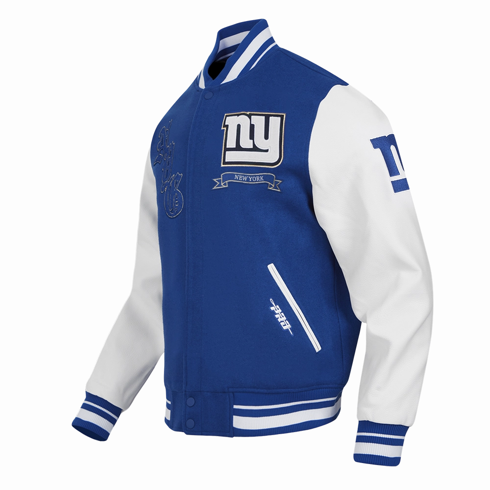 NFL NEW YORK GIANTS PRO PREP MEN'S WOOL VARSITY JACKET (DODGER BLUE/WHITE)
