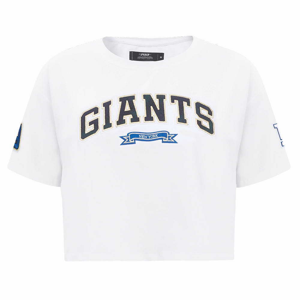 NFL NEW YORK GIANTS PRO PREP SINGLE JERSEY BOXY WOMEN'S TEE (WHITE)