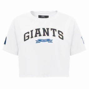 NFL NEW YORK GIANTS PRO PREP SINGLE JERSEY BOXY WOMEN'S TEE (WHITE)