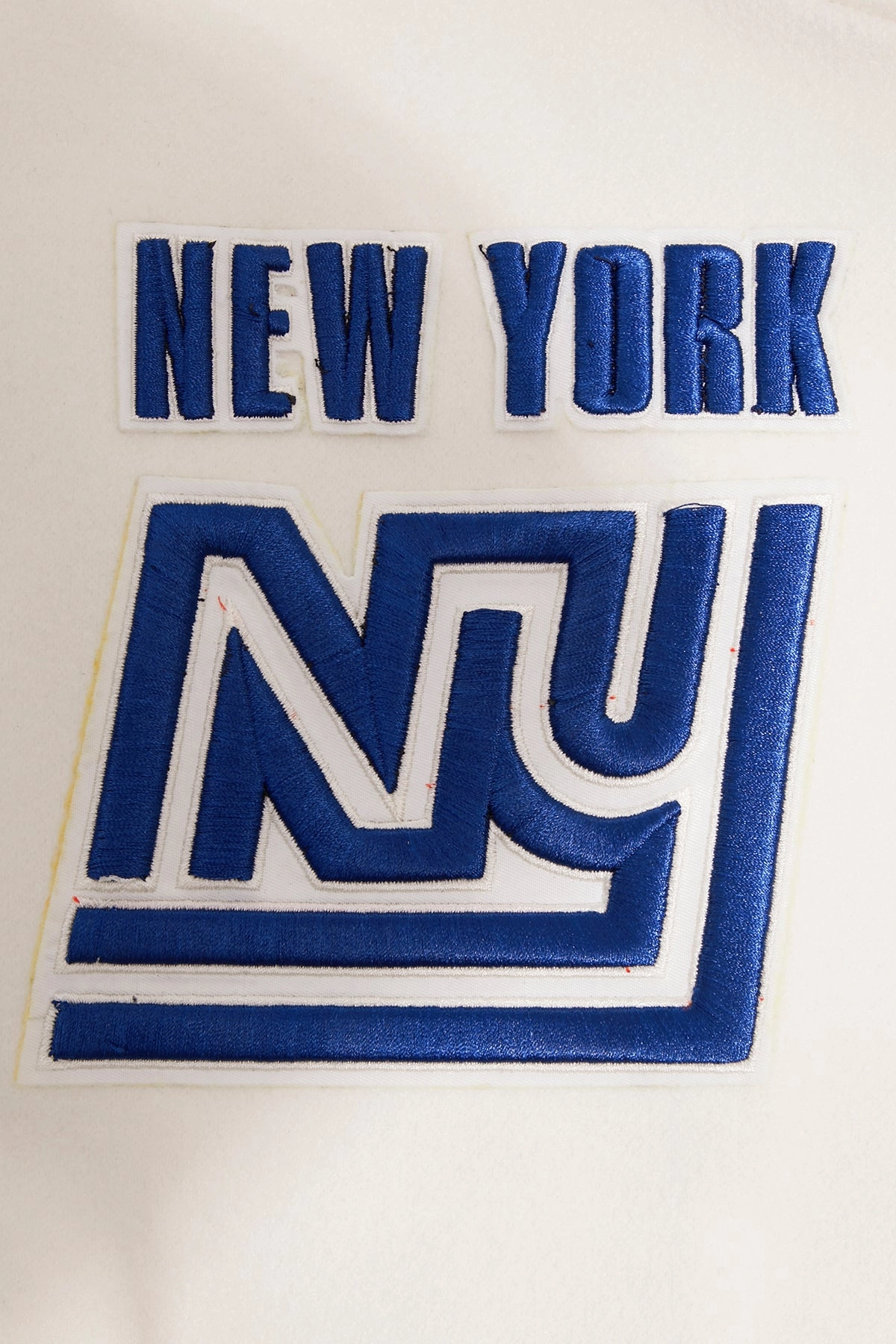 NFL NEW YORK GIANTS RETRO CLASSIC MEN'S RIB WOOL VARSITY JACKET (EGGSHELL/DODGER BLUE)