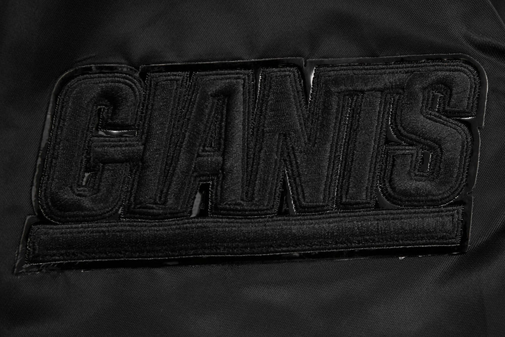 NFL NEW YORK GIANTS TRIPLE BLACK MEN'S SATIN JACKET (TRIPLE BLACK)