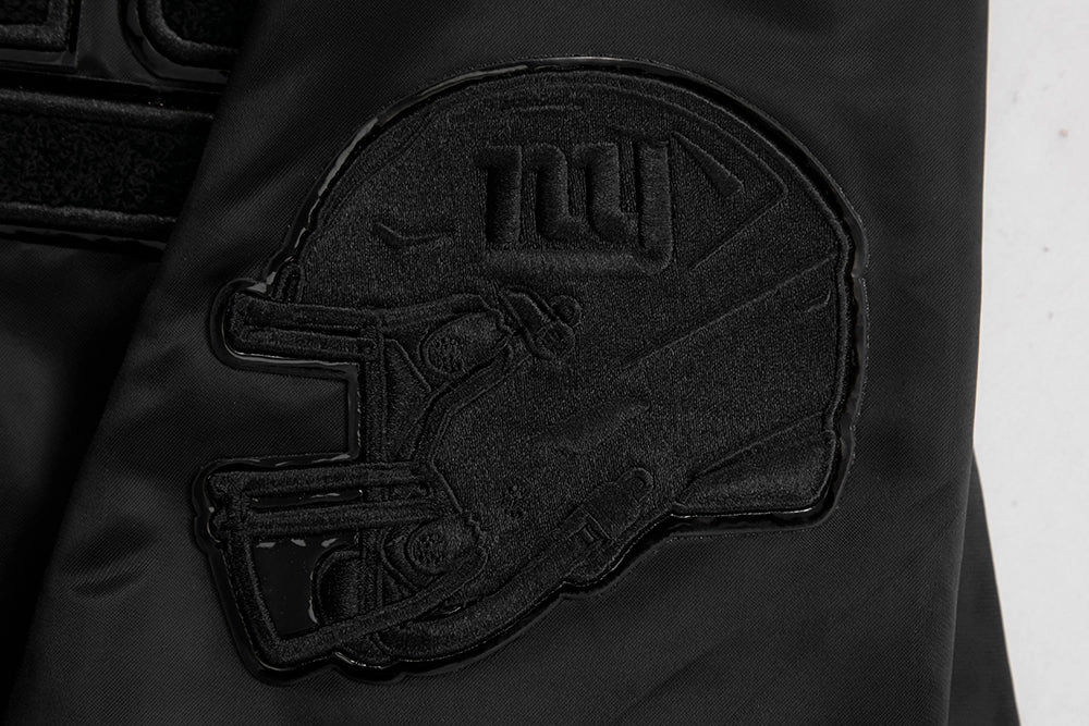 NFL NEW YORK GIANTS TRIPLE BLACK MEN'S SATIN JACKET (TRIPLE BLACK)