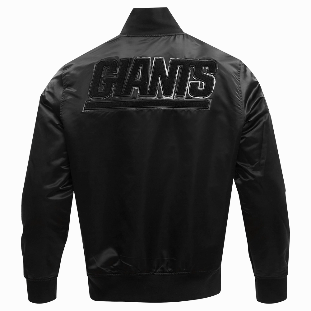 NFL NEW YORK GIANTS TRIPLE BLACK MEN'S SATIN JACKET (TRIPLE BLACK)