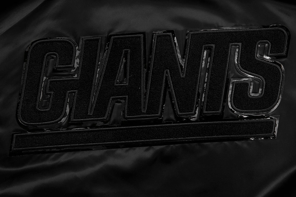 NFL NEW YORK GIANTS TRIPLE BLACK MEN'S SATIN JACKET (TRIPLE BLACK)