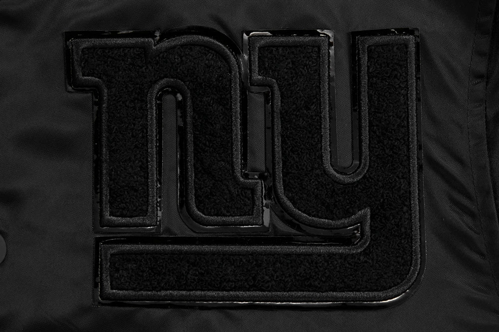 NFL NEW YORK GIANTS TRIPLE BLACK MEN'S SATIN JACKET (TRIPLE BLACK)