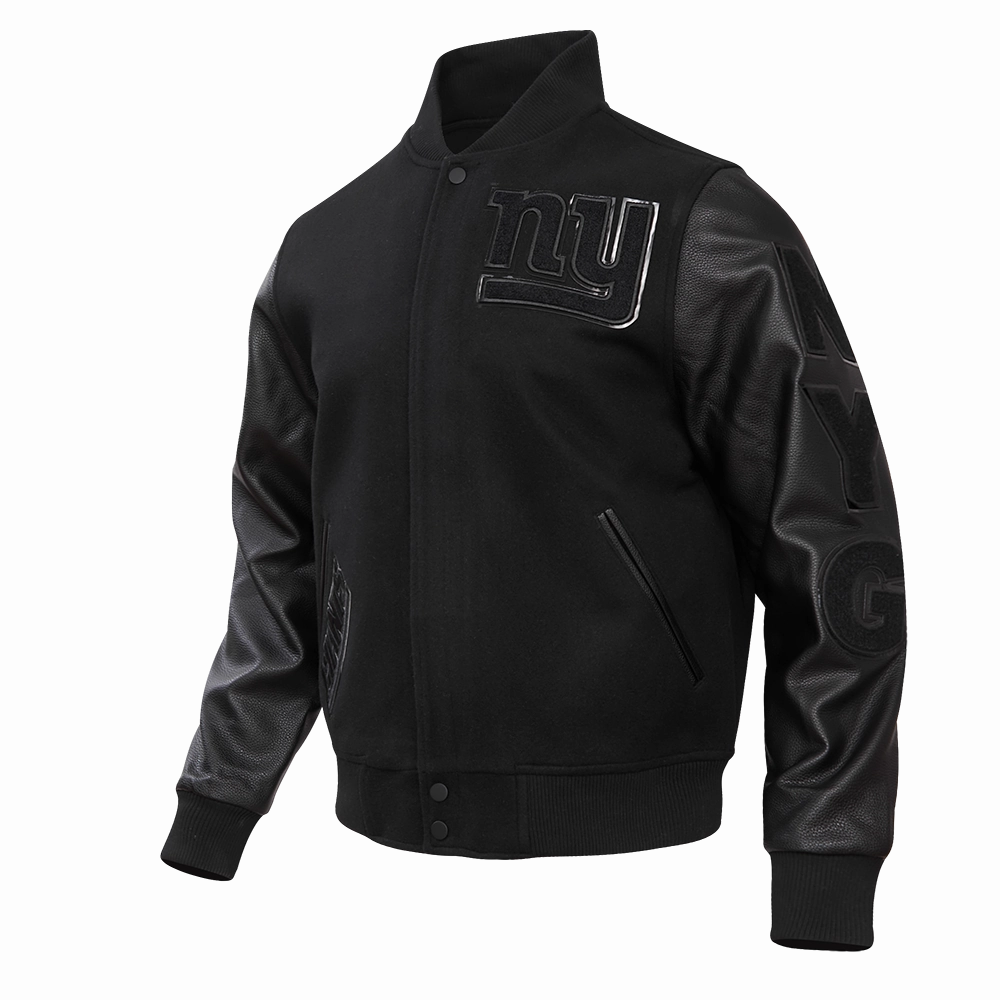 NFL NEW YORK GIANTS TRIPLE BLACK MEN'S WOOL VARSITY JACKET (TRIPLE BLACK MEN'S)