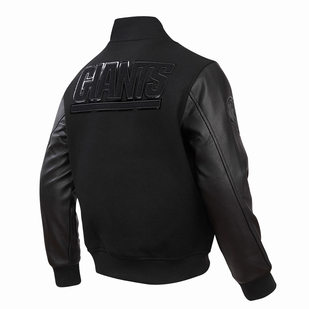 NFL NEW YORK GIANTS TRIPLE BLACK MEN'S WOOL VARSITY JACKET (TRIPLE BLACK MEN'S)