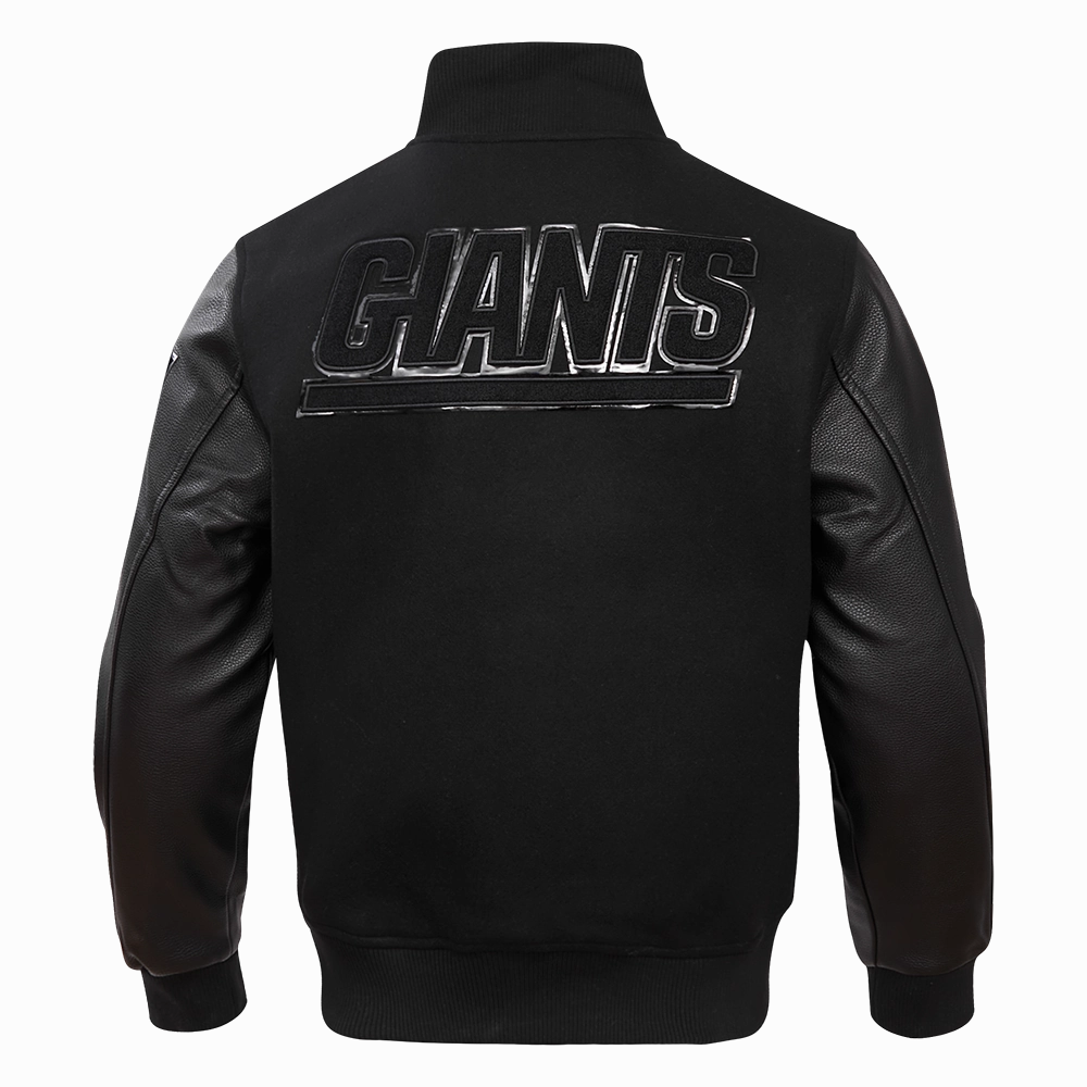 NFL NEW YORK GIANTS TRIPLE BLACK MEN'S WOOL VARSITY JACKET (TRIPLE BLACK MEN'S)