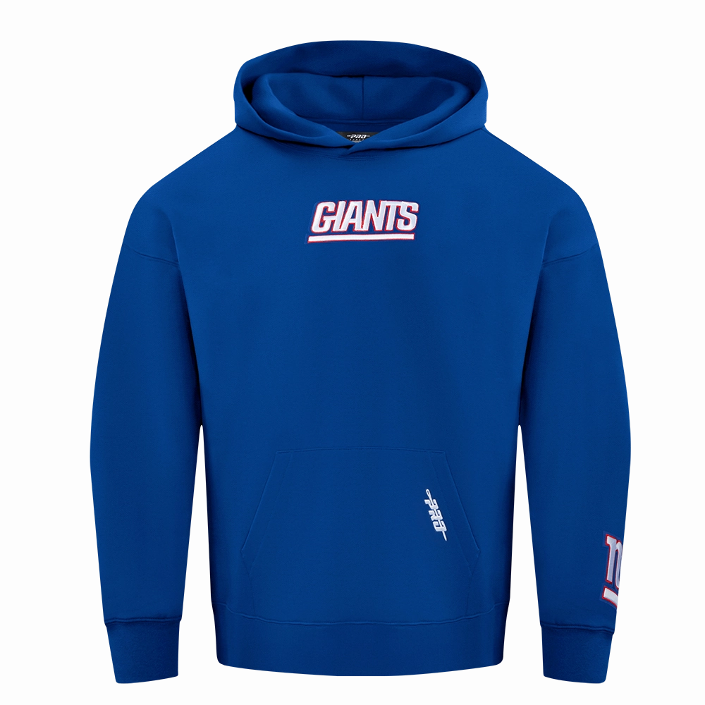 NFL NEW YORK GIANTS WINGSPAN MEN'S DROP SHOULDER FLEECE PULLOVER HOODIE (DODGER BLUE)