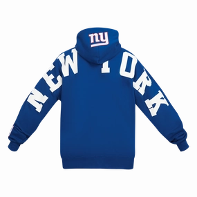 NFL NEW YORK GIANTS WINGSPAN MEN'S DROP SHOULDER FLEECE PULLOVER HOODIE (DODGER BLUE)