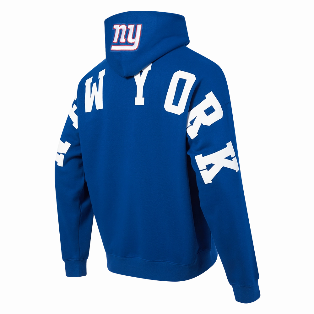 NFL NEW YORK GIANTS WINGSPAN MEN'S DROP SHOULDER FLEECE PULLOVER HOODIE (DODGER BLUE)