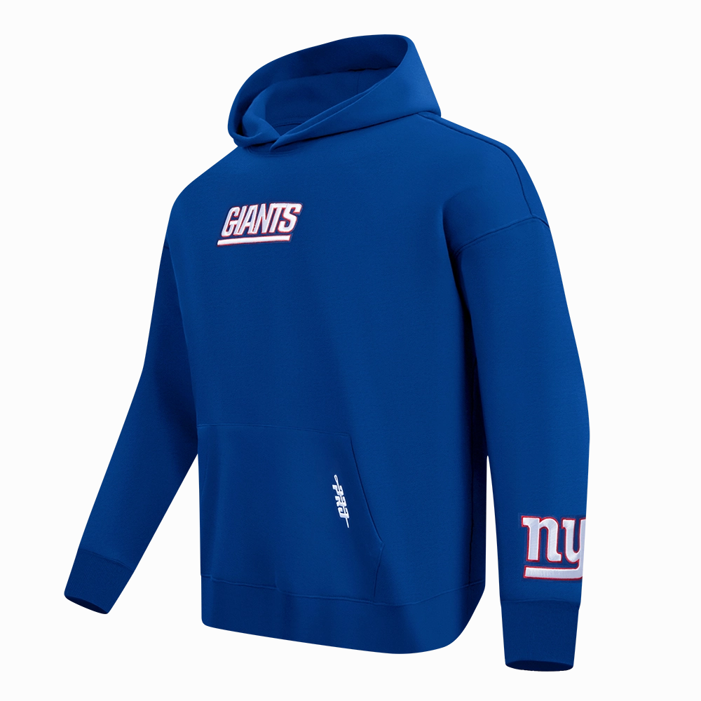 NFL NEW YORK GIANTS WINGSPAN MEN'S DROP SHOULDER FLEECE PULLOVER HOODIE (DODGER BLUE)