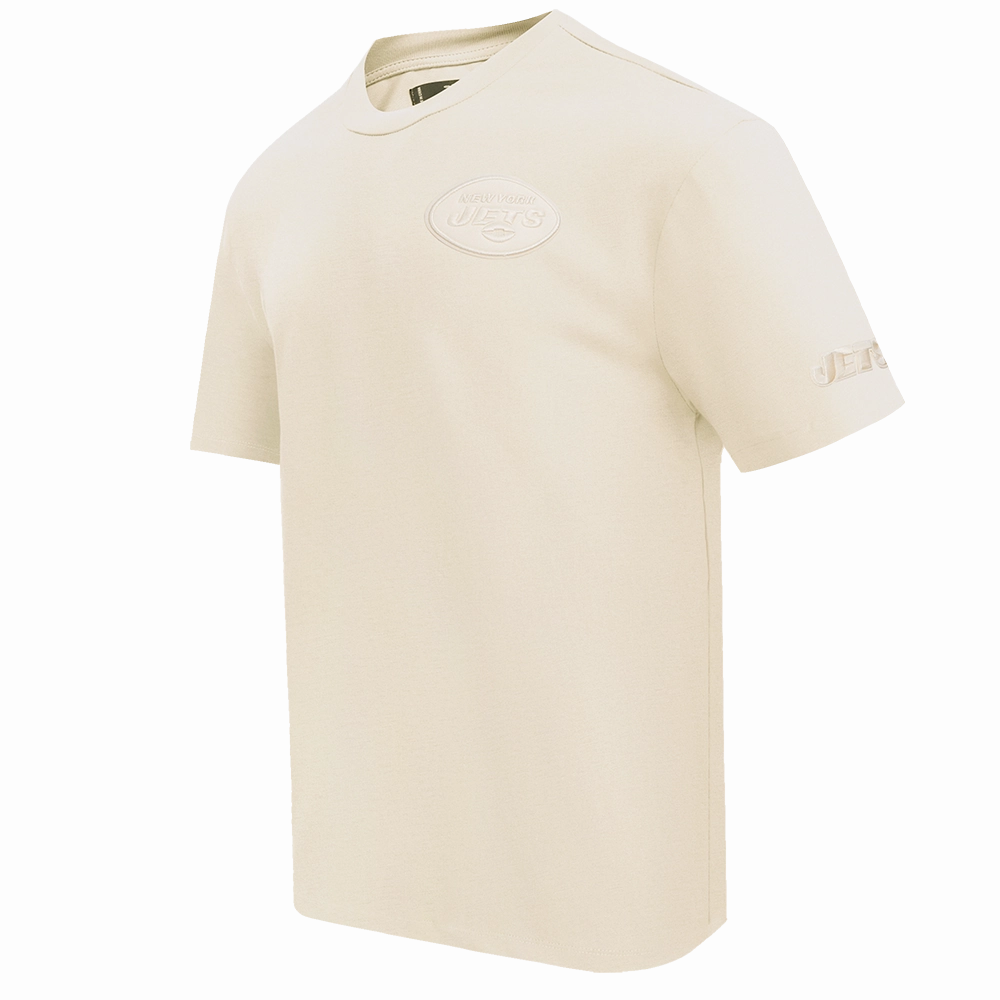 NFL NEW YORK JETS NEUTRAL COTTON JERSEY DROP SHOULDER TEE (EGGSHELL)
