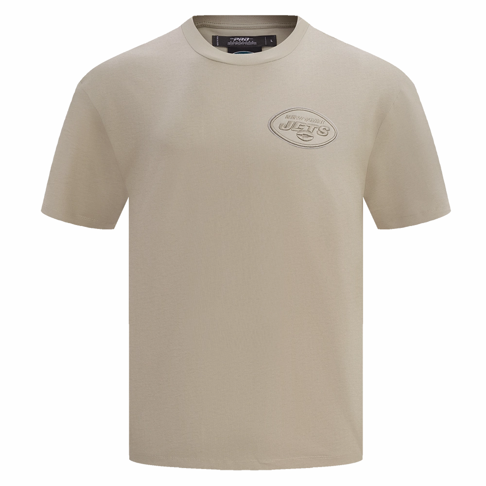NFL NEW YORK JETS NEUTRAL COTTON JERSEY DROP SHOULDER TEE (TAUPE)