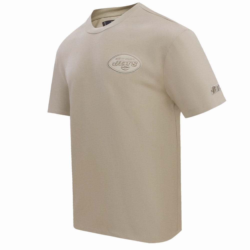 NFL NEW YORK JETS NEUTRAL COTTON JERSEY DROP SHOULDER TEE (TAUPE)